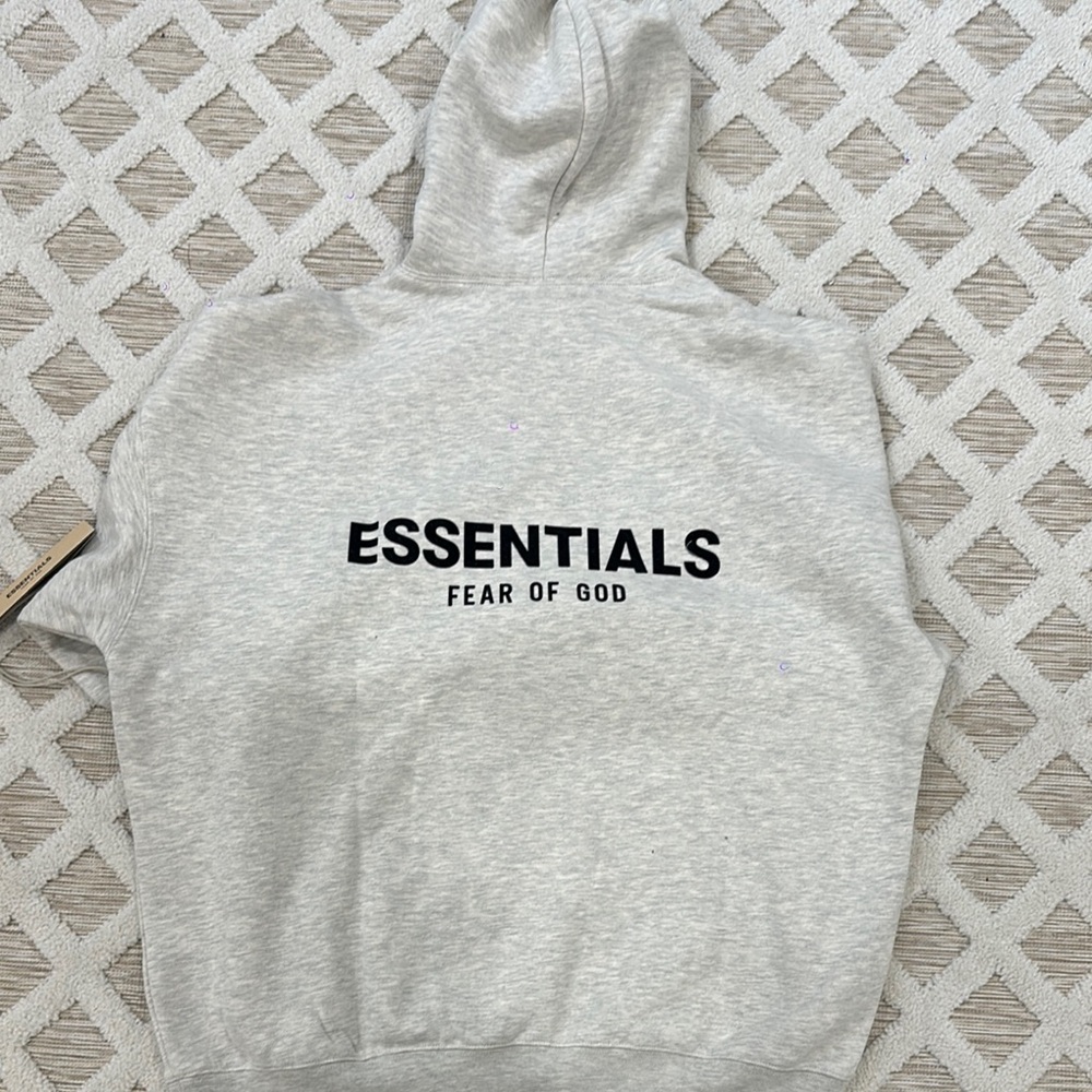 Essentials Gray Pullover Sweater with Ribbed Cuffs - Picture 2 of 3